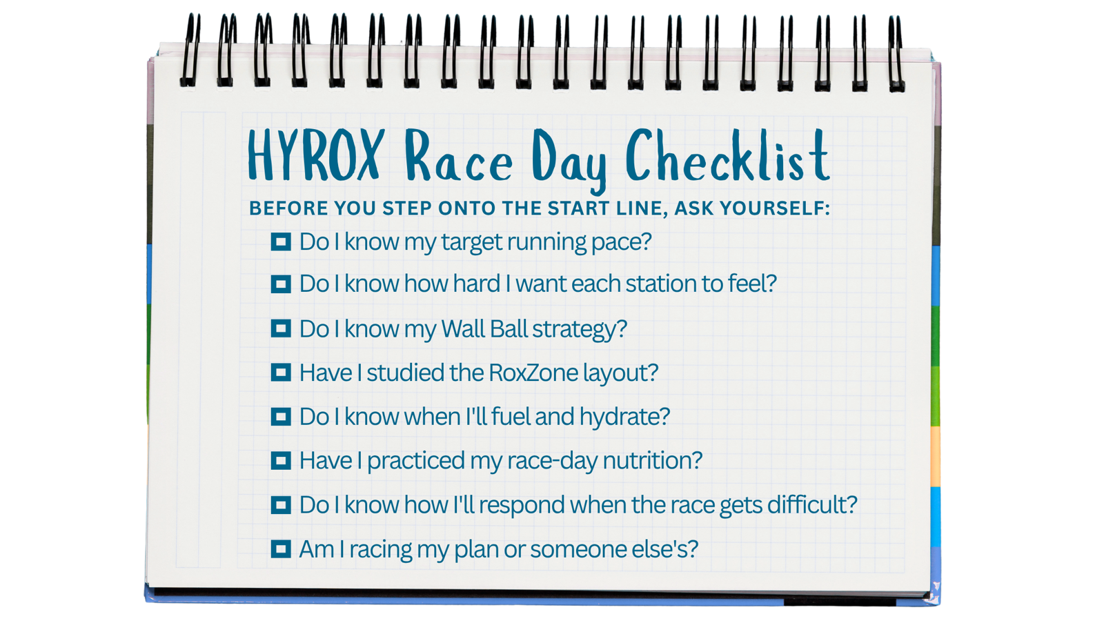 HYROX Race Day Checklist BEFORE YOU STEP ONTO THE START LINE, ASK YOURSELF: